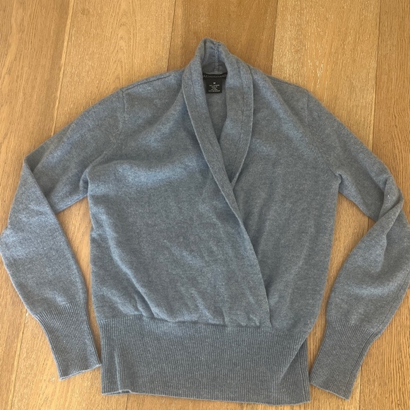 Sofia cashmere Women's light blue shawl collar cashmere Sweater M - Picture 3 of 7